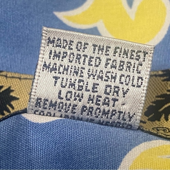Two Palms Hawaiian Shirt Large Blue Yellow Hibiscus Floral 100% Cotton - Picture 4 of 5